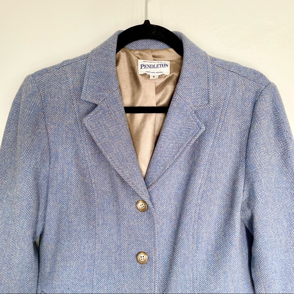 Vintage Pendleton Herringbone Blazer Blue - image 2